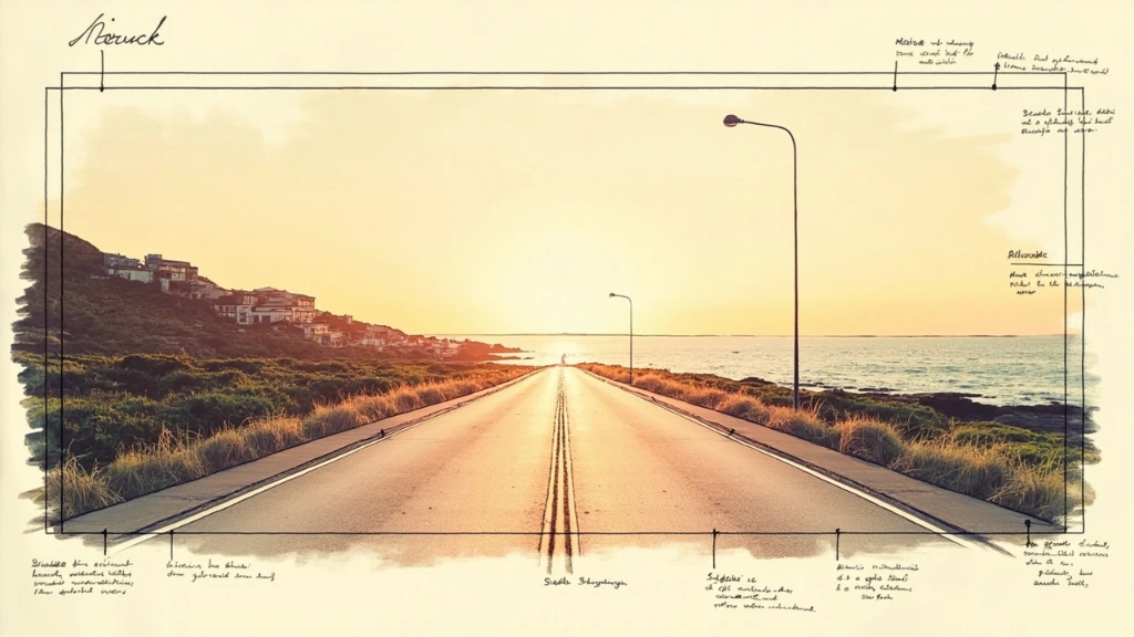 Travel storyboard template, establishing shot panel