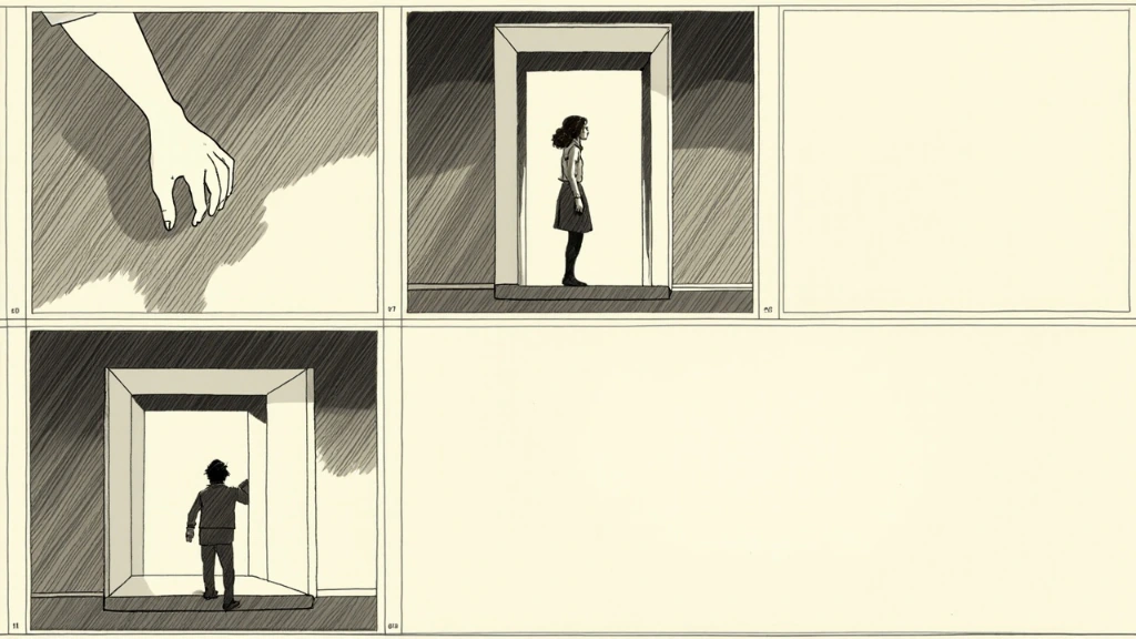 Animation storyboard sample with four marker-pen panels
